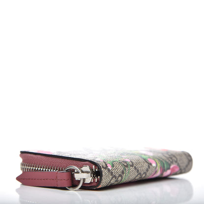 Gucci GG Supreme Monogram Blooms Zip Around Card Case Wallet Beige Multicolor Dry Rose 4 of 8