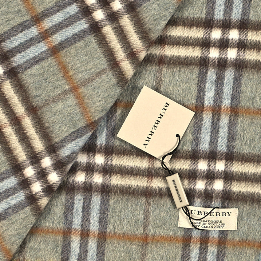 Cashmere Check Fringe Scarf Sage
