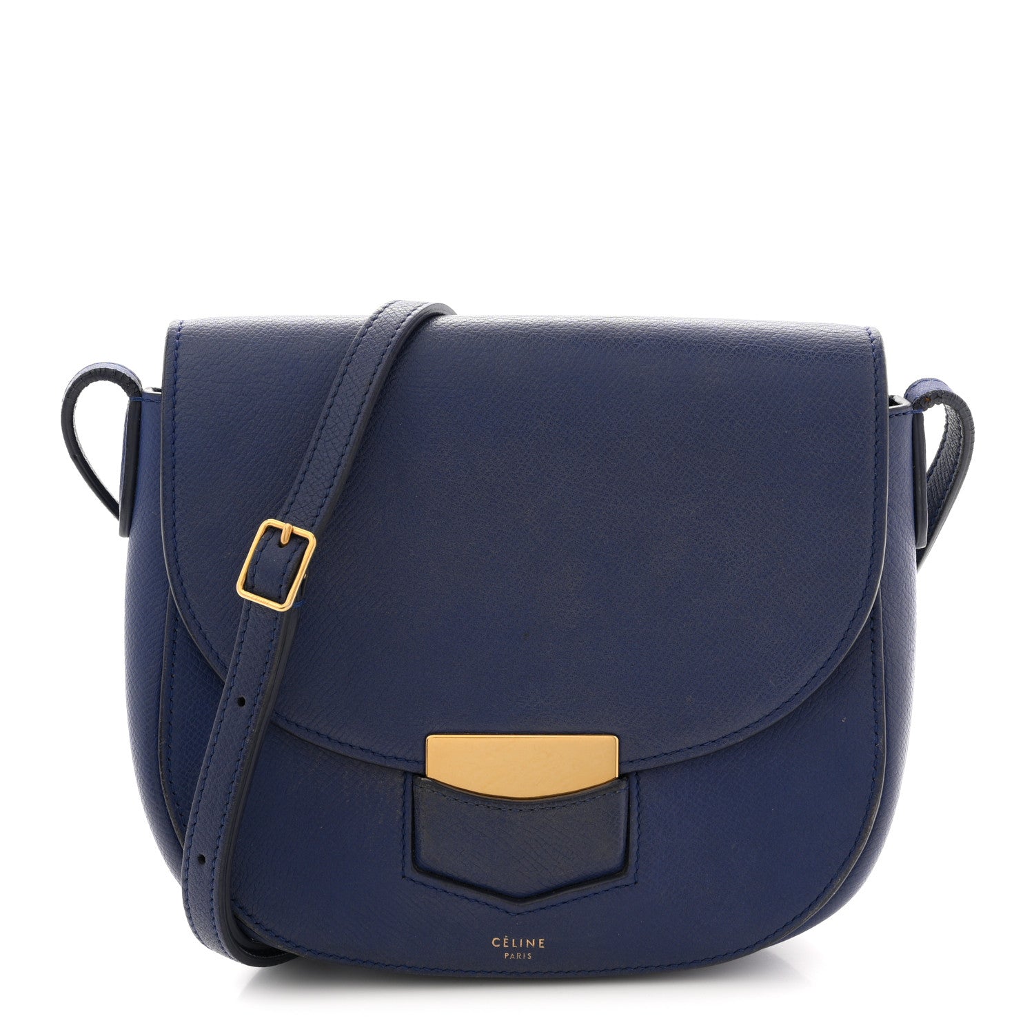 Celine Grained Calfskin Small Trotteur  Indigo 1 of 13