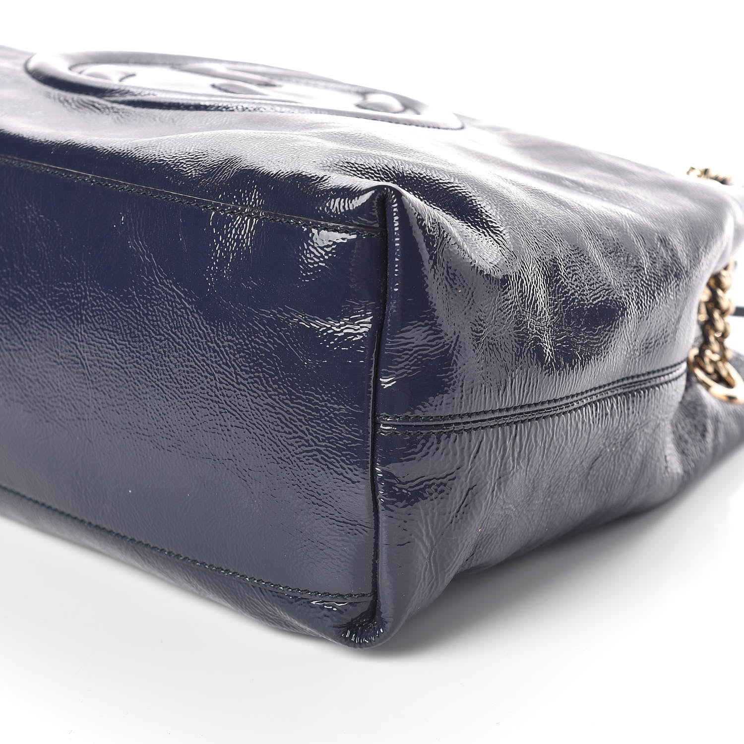 Gucci Patent Medium Soho Chain Shoulder Bag Uniform Blue 6 of 9