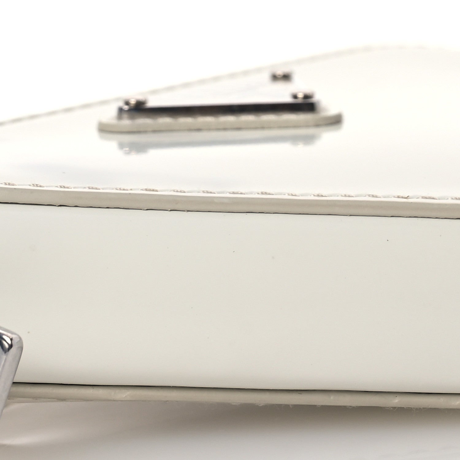 Prada Spazzolato Mini Triangle Chain Crossbody Pouch White 9 of 18