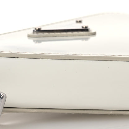 Prada Spazzolato Mini Triangle Chain Crossbody Pouch White 9 of 18