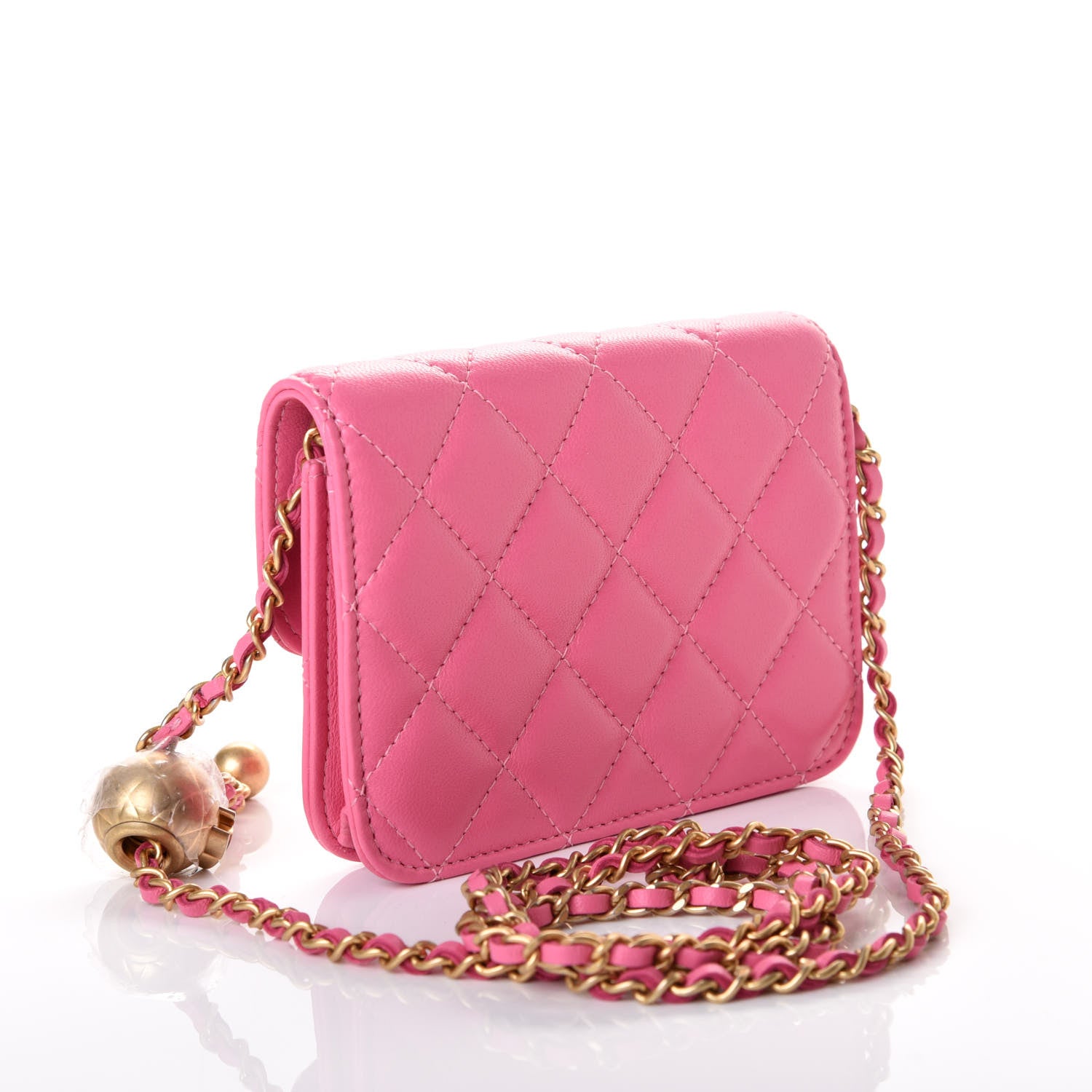 Chanel Lambskin Quilted Pearl Crush Clutch With Chain Pink 2 of 9