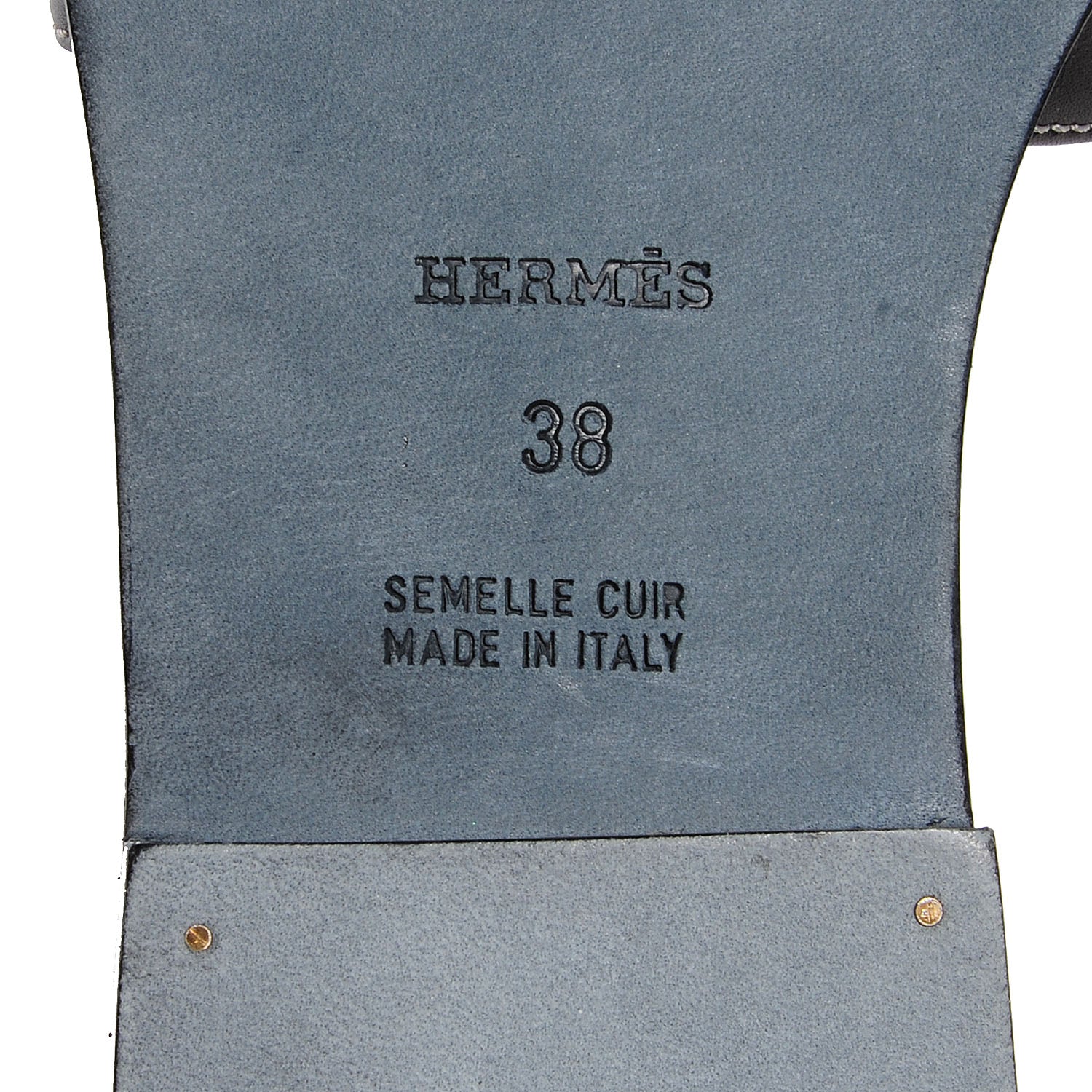 Hermes Box Calfskin Oran Sandals 38 Black 6 of 7