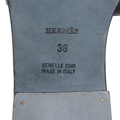 Hermes Box Calfskin Oran Sandals 38 Black 6 of 7