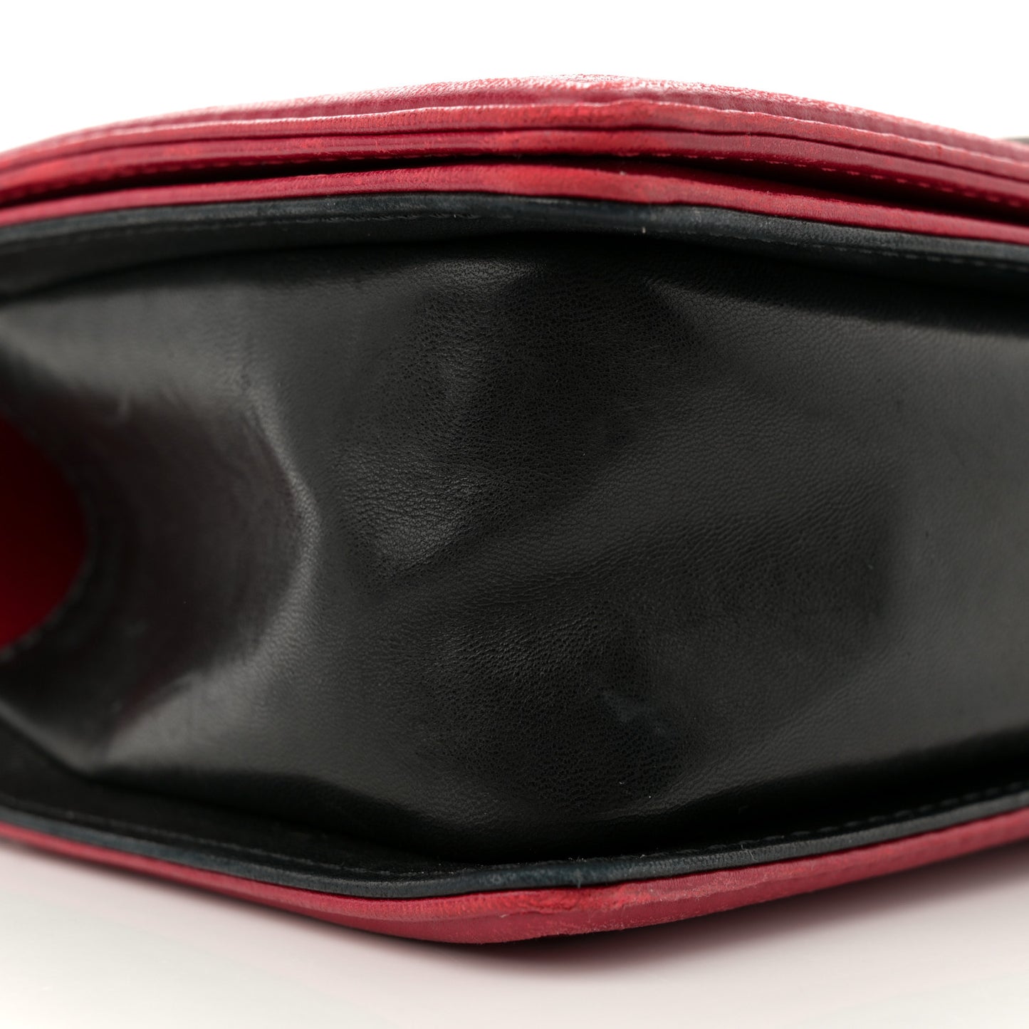 Lambskin Quilted Medium Boy Flap Black Red