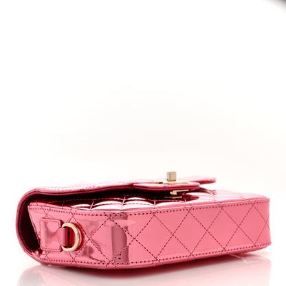 Chanel Mirror Calfskin Metallic Lambskin Quilted Hollywood Boulevard Mini Flap With Star Coin Purse Pink 4 of 10