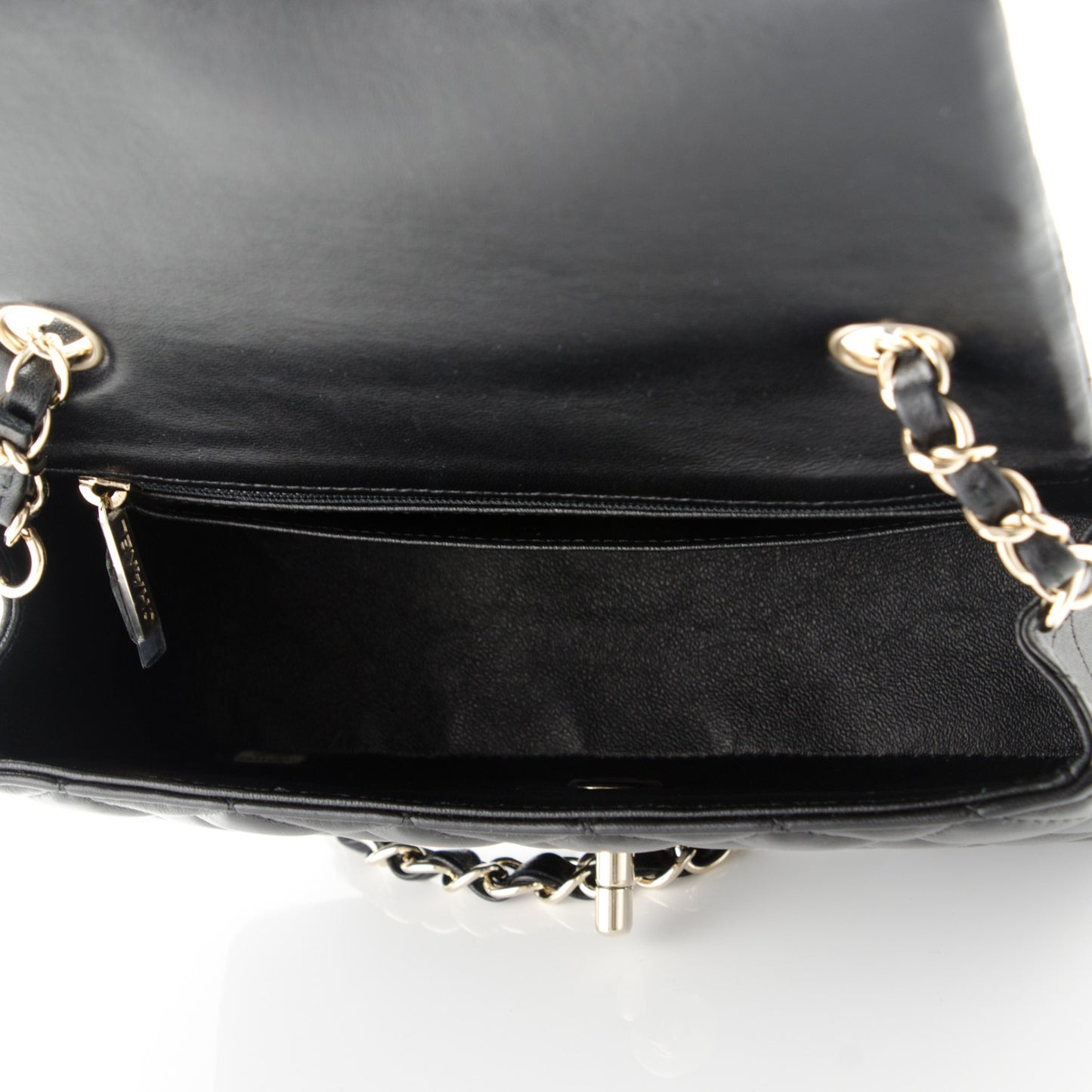 Lambskin Quilted Mini Rectangular Flap Black