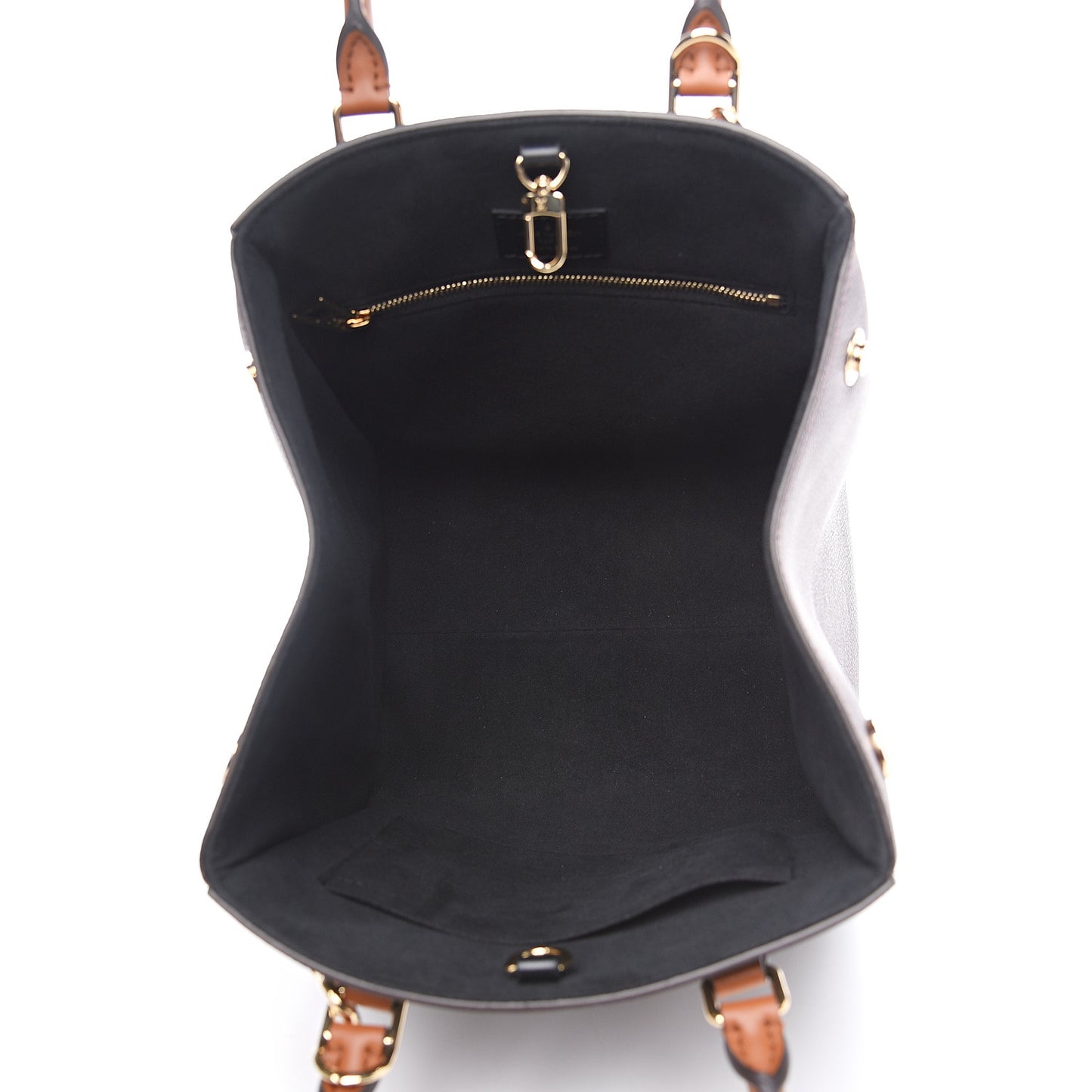 Calfskin Monogram Fold Tote MM Black Wine Cream