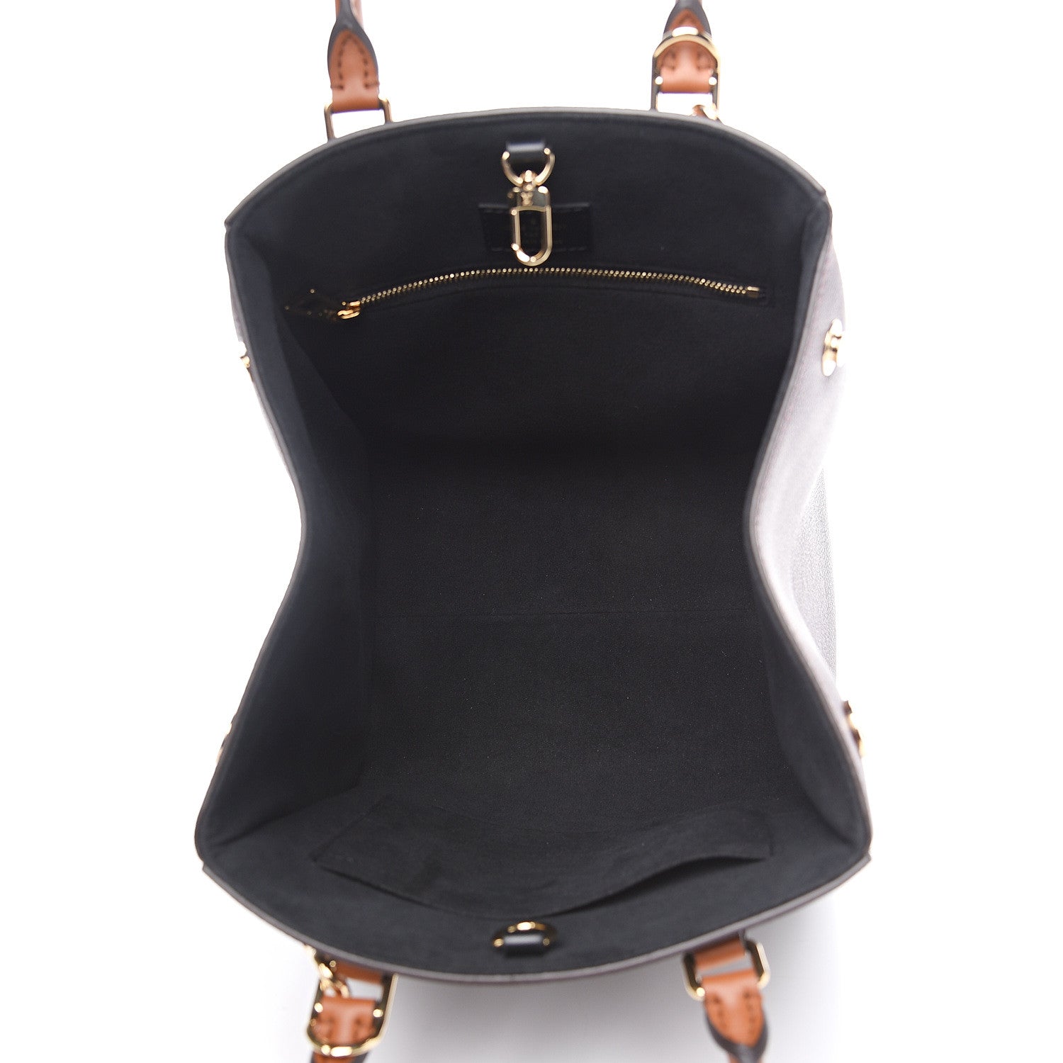Louis Vuitton Calfskin Monogram Fold Tote MM Black Wine Cream 4 of 9