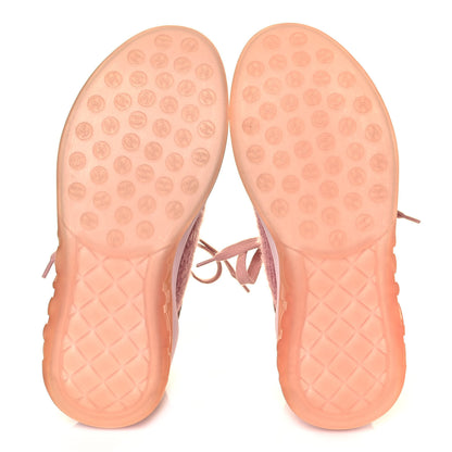 Chanel Suede Calfskin Stretch Fabric CC Sneakers 36.5 Pink 5 of 7