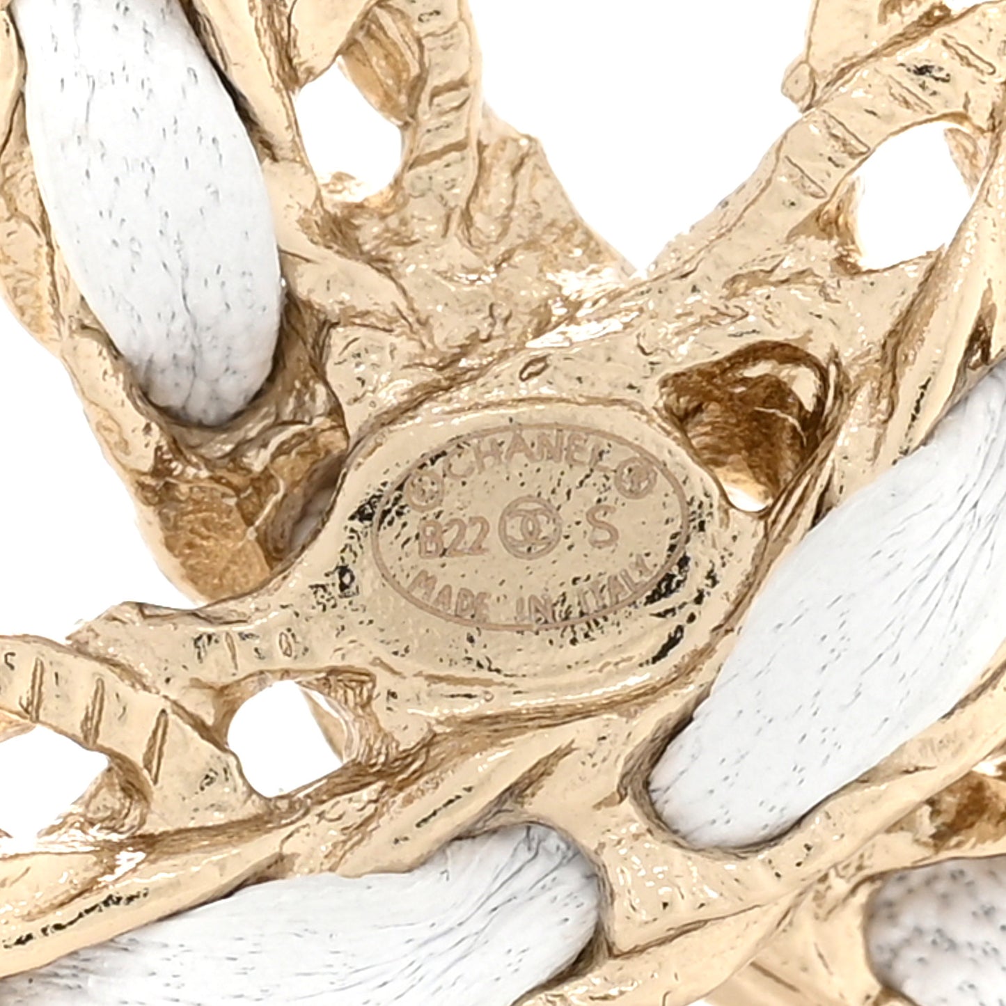 Lambskin CC Chain Brooch White Gold