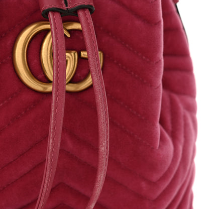 Gucci Velvet Matelasse GG Marmont Bucket Bag Light Raspberry Rose 13 of 16