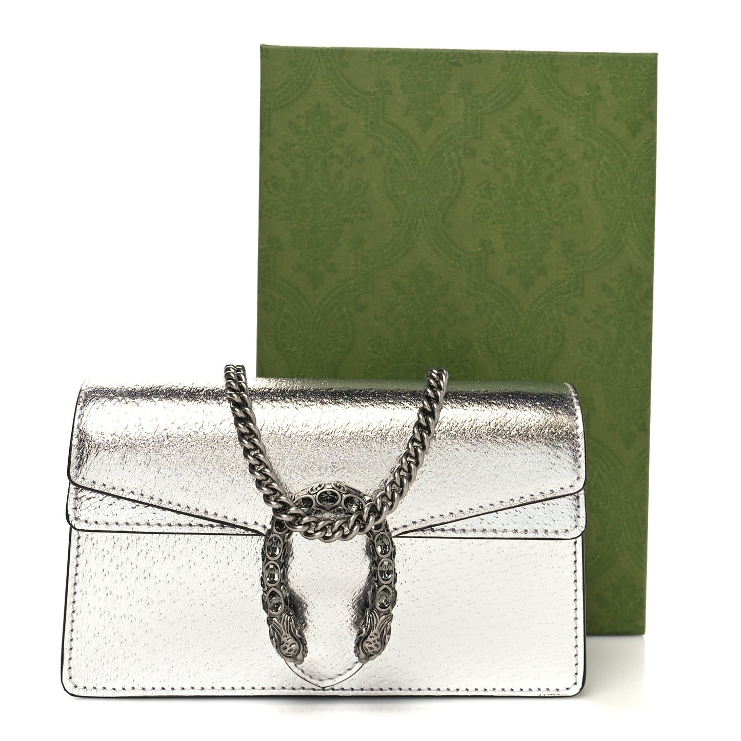 Metallic Calfskin Super Mini Dionysus Shoulder Bag Silver