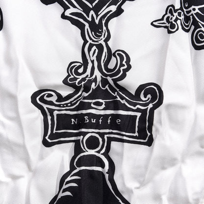 Hermes Silk Serio Ludere Scarf 90 White Black 4 of 4