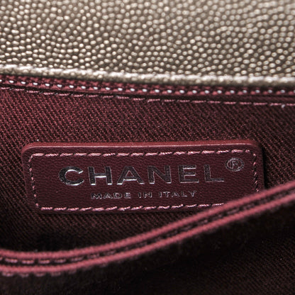 Chanel Metallic Caviar Chevron Quilted Mini Coco Handle Flap Light Gold 6 of 7