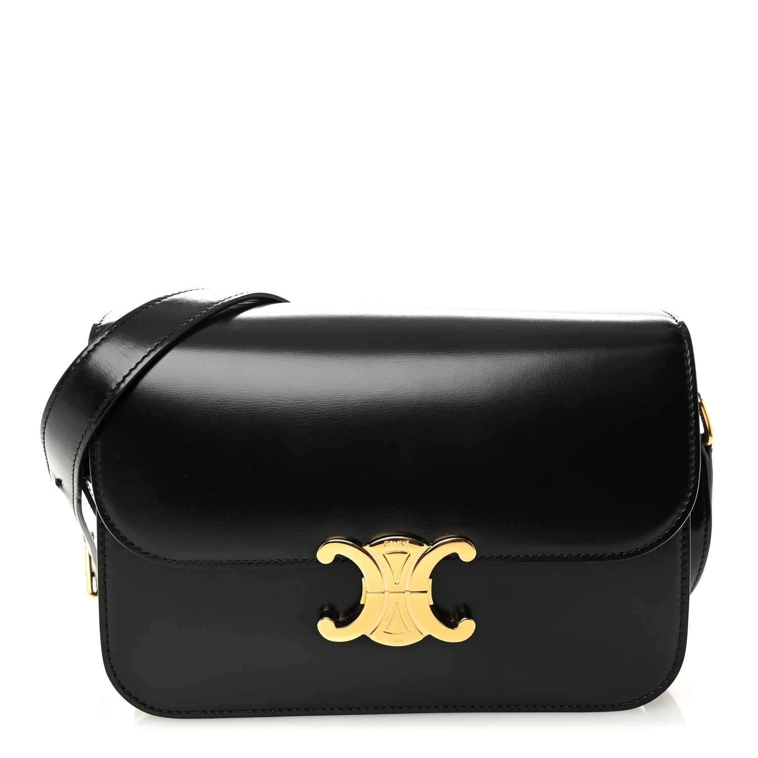 Celine Shiny Calfskin Medium Triomphe Black 1 of 11