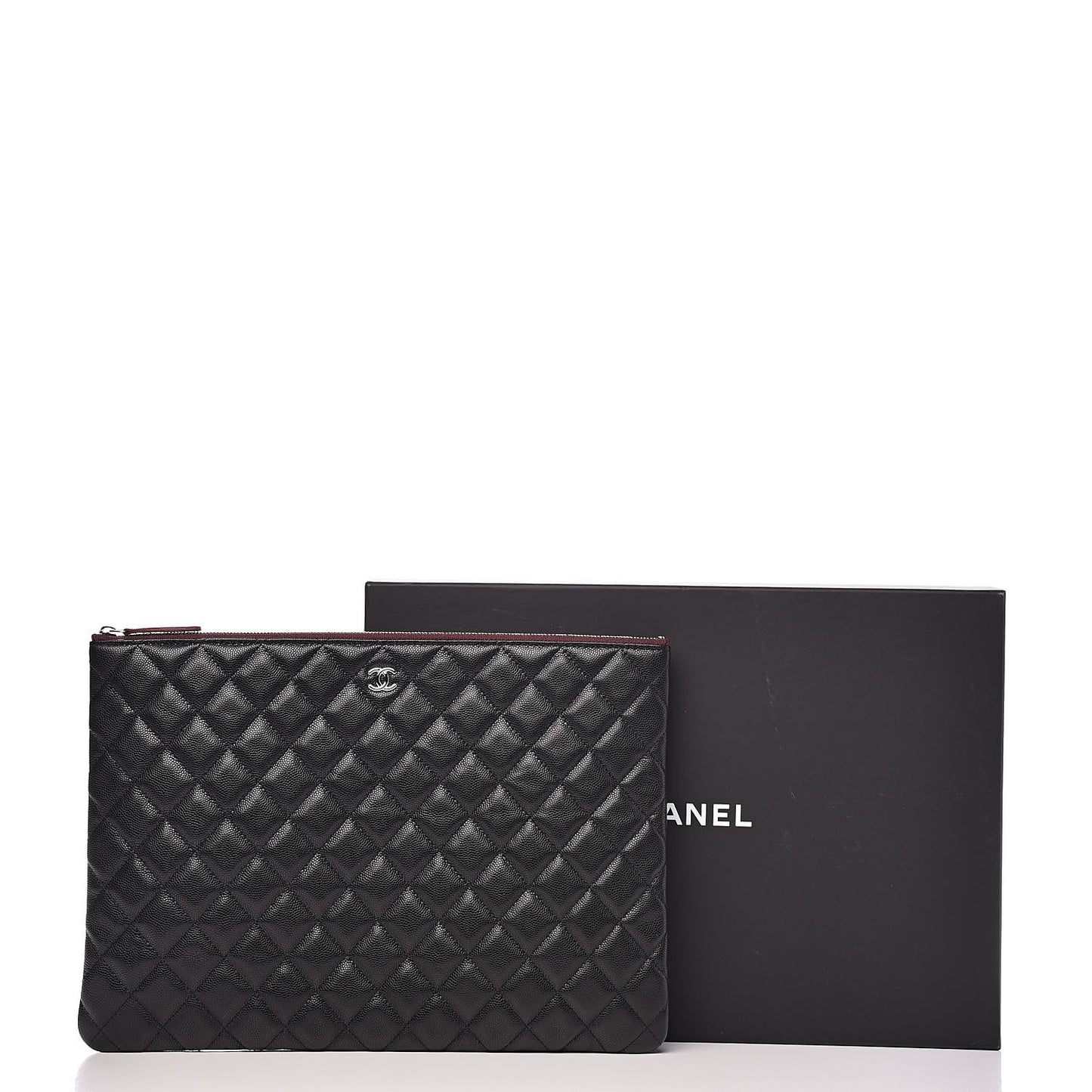 Caviar Quilted Large Cosmetic Case Black
