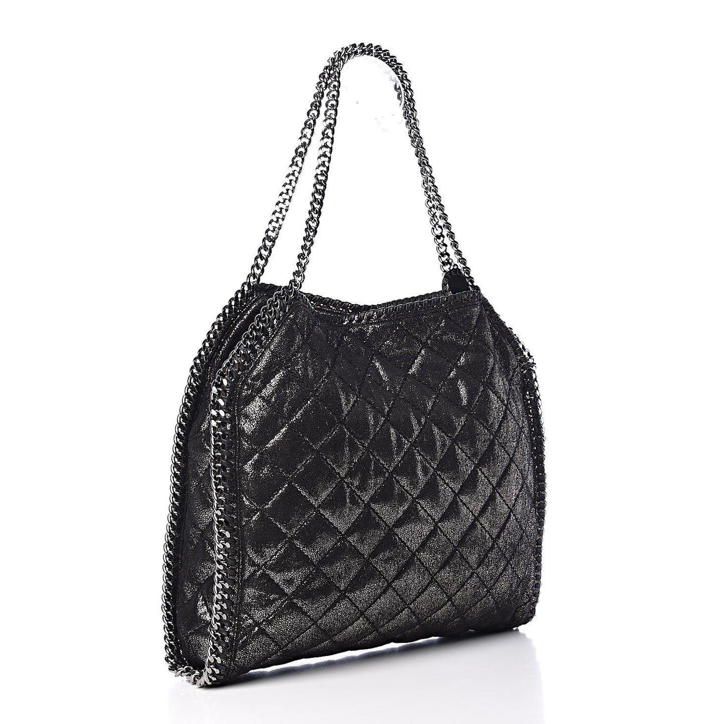 Chamois Shiny Dotted Quilted Big Falabella Tote Ruthenium