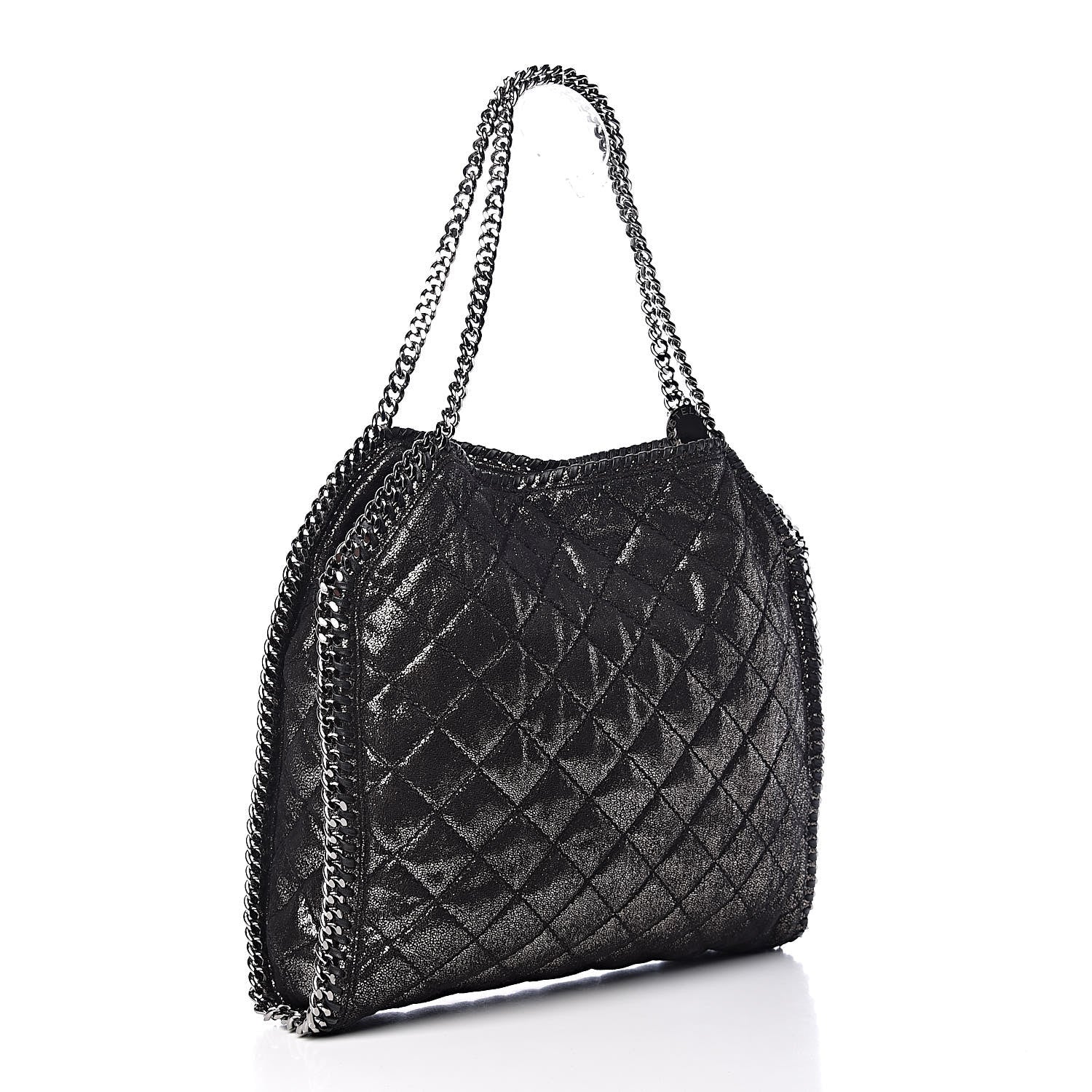 Stella McCartney Chamois Shiny Dotted Quilted Big Falabella Tote Ruthenium 3 of 12