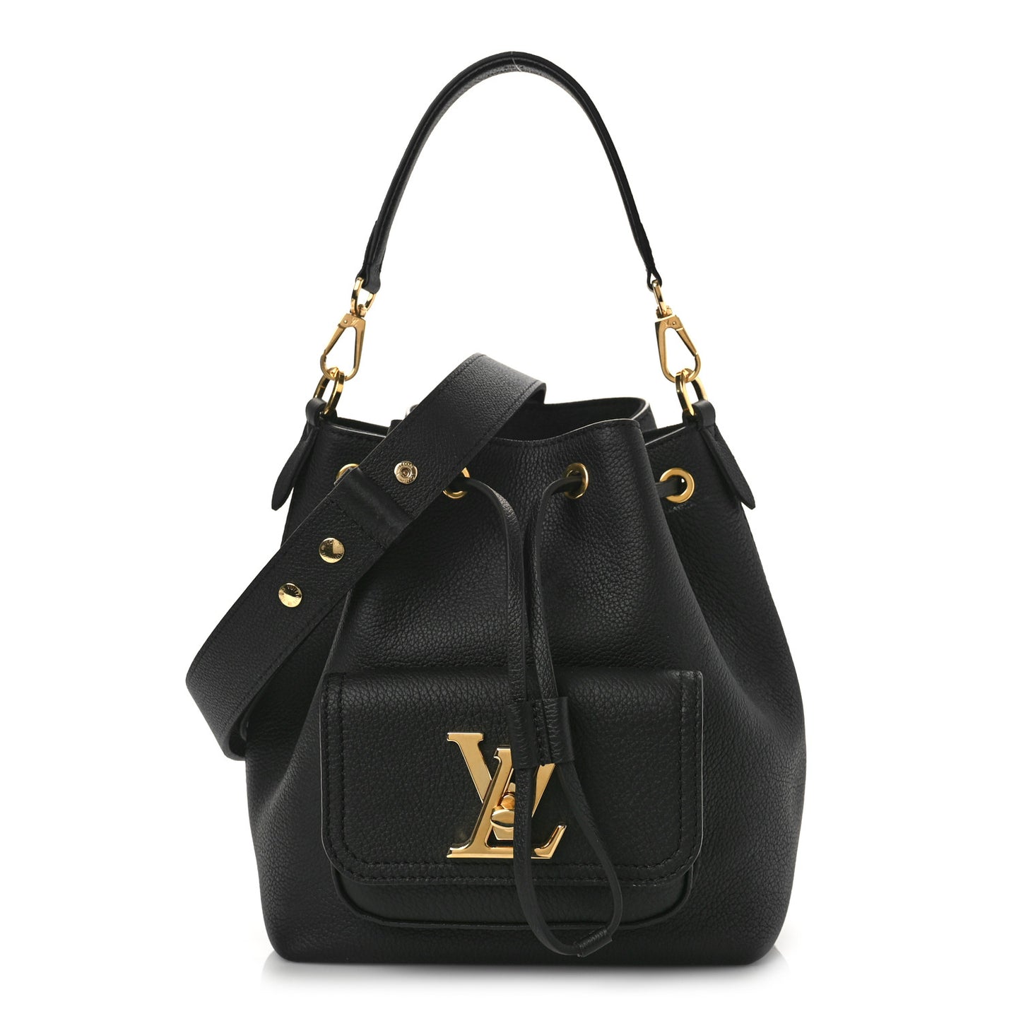 Calfskin Lockme Bucket MM Black