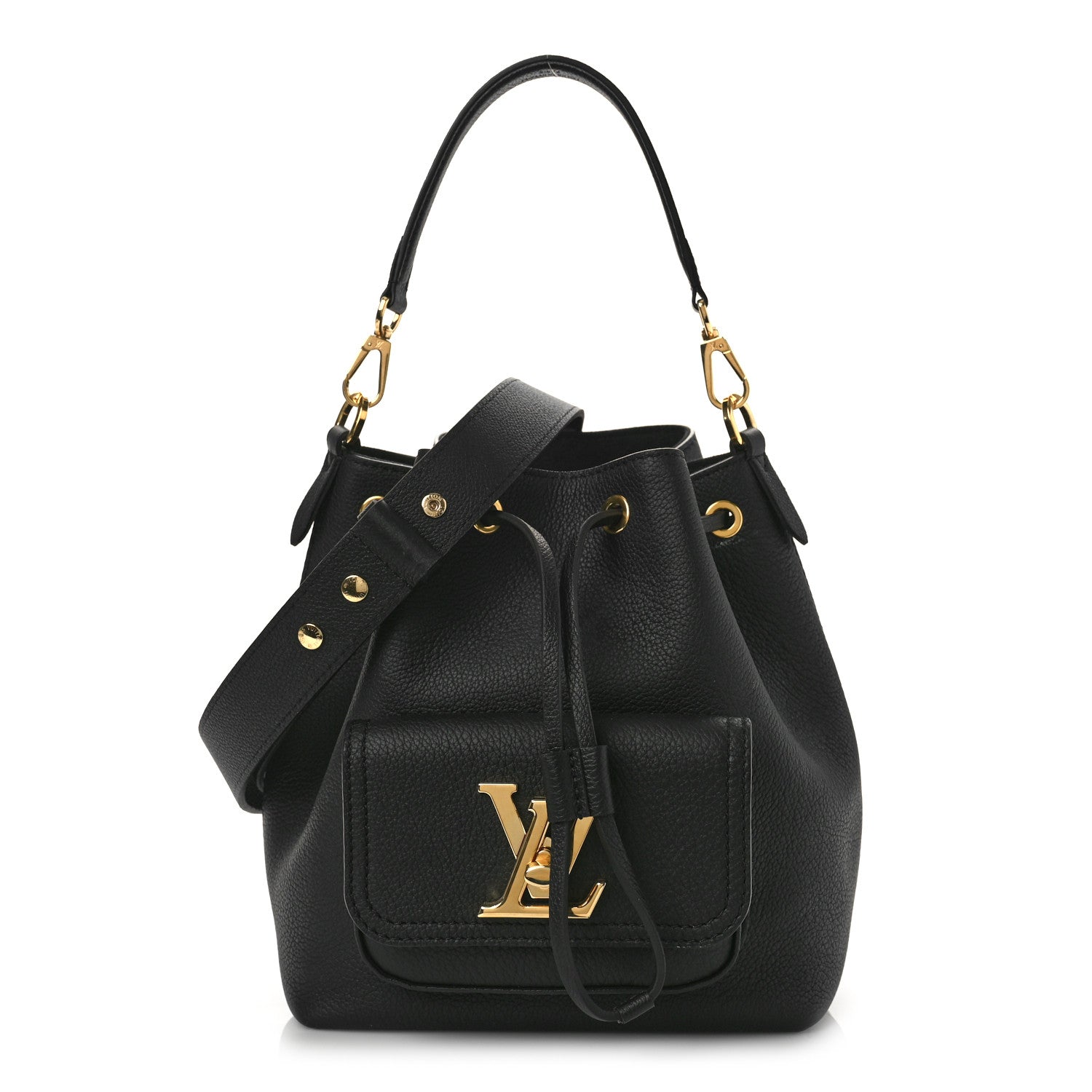 Louis Vuitton Calfskin Lockme Bucket MM Black 1 of 8
