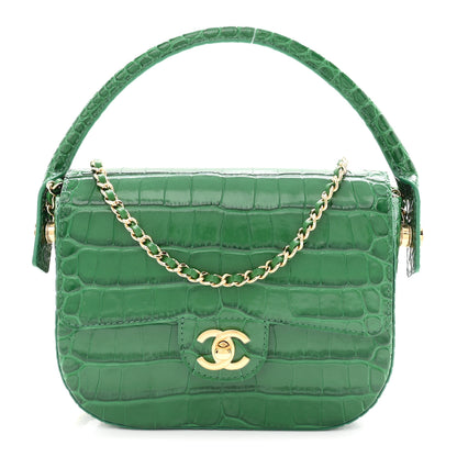 Chanel Calfskin Crocodile Embossed Turn Around Mini Flap Green 1 of 11