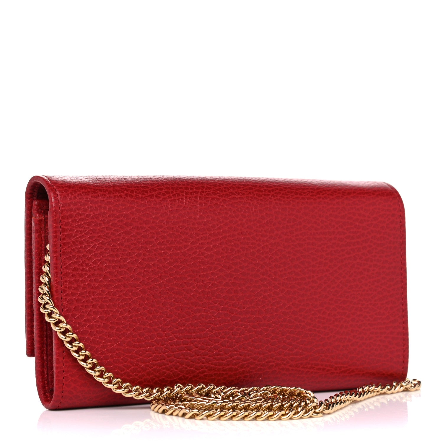 Gucci Dollar Calfskin Petite GG Marmont Wallet Chain Bag Hibiscus Red 2 of 9