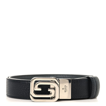 Gucci Textured Dollar Calfskin Squared Interlocking G 30mm Reversible Belt 85 34 Black 1 of 6