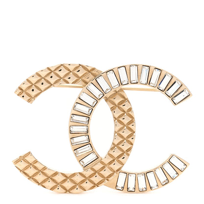 Chanel Baguette Crystal Quilted CC Brooch Gold 1 of 4