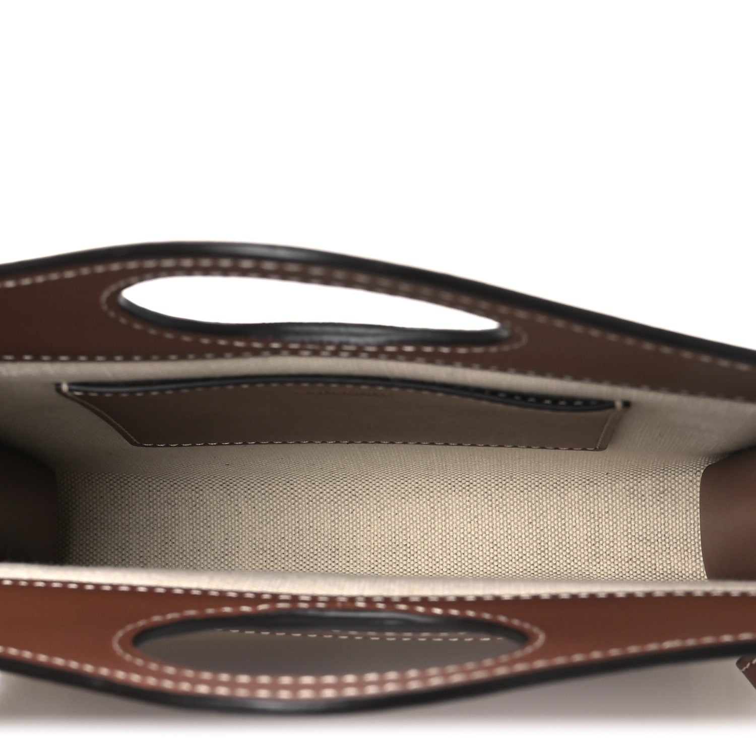 Burberry Smooth Calfskin Canvas Two Tone Micro Pocket Bag Malt