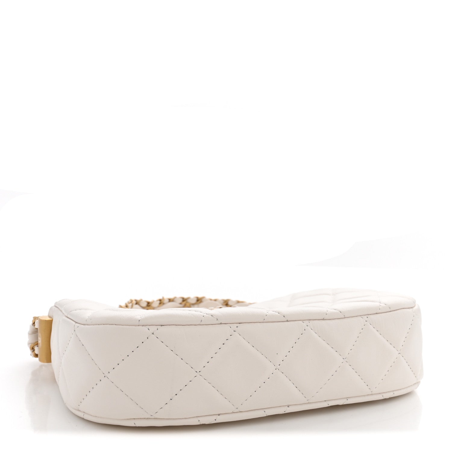 Chanel Crumpled Calfskin Quilted Braided CC Small Hobo White 4 of 11