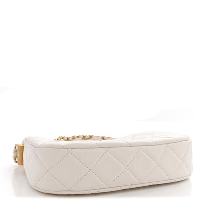 Chanel Crumpled Calfskin Quilted Braided CC Small Hobo White 4 of 11