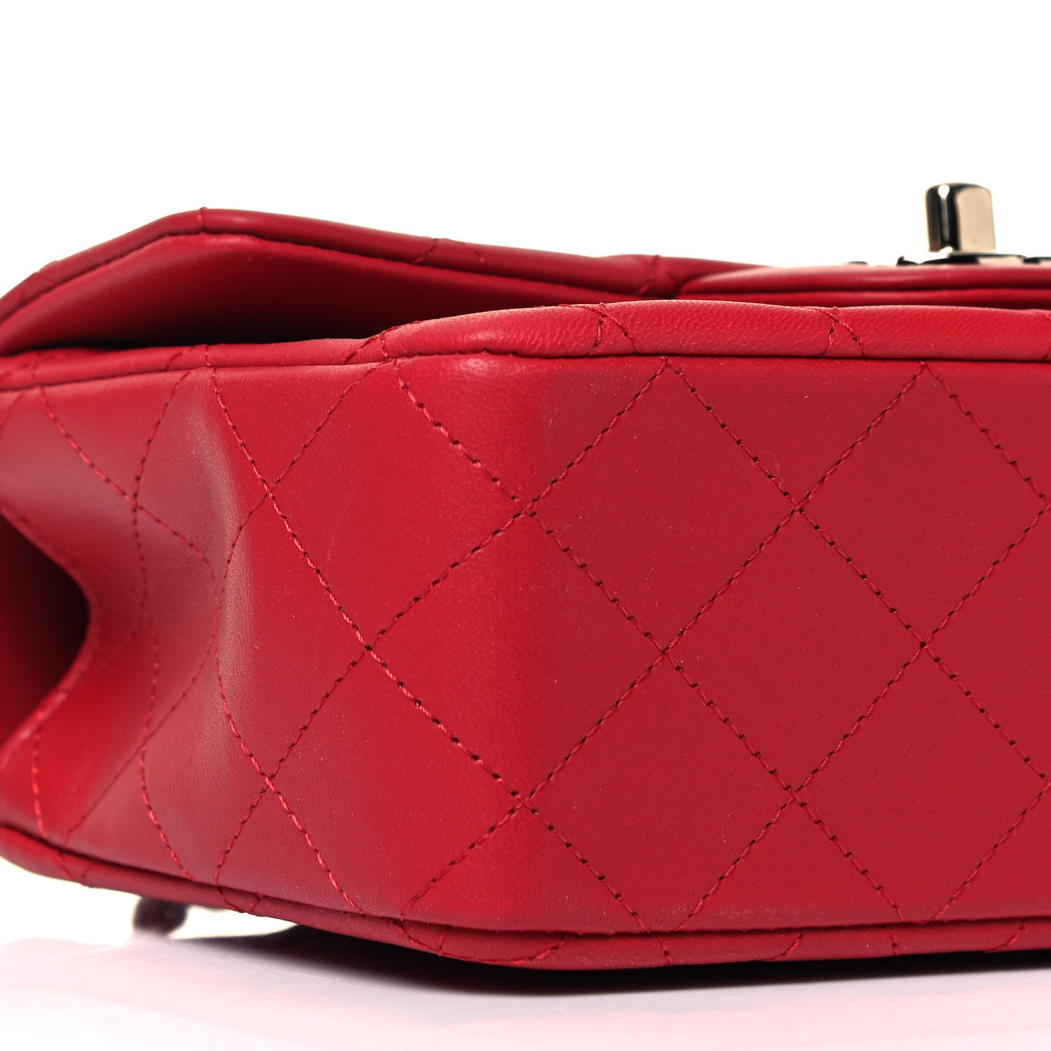 Chanel Lambskin Quilted Mini Top Handle Rectangular Flap Red 7 of 8
