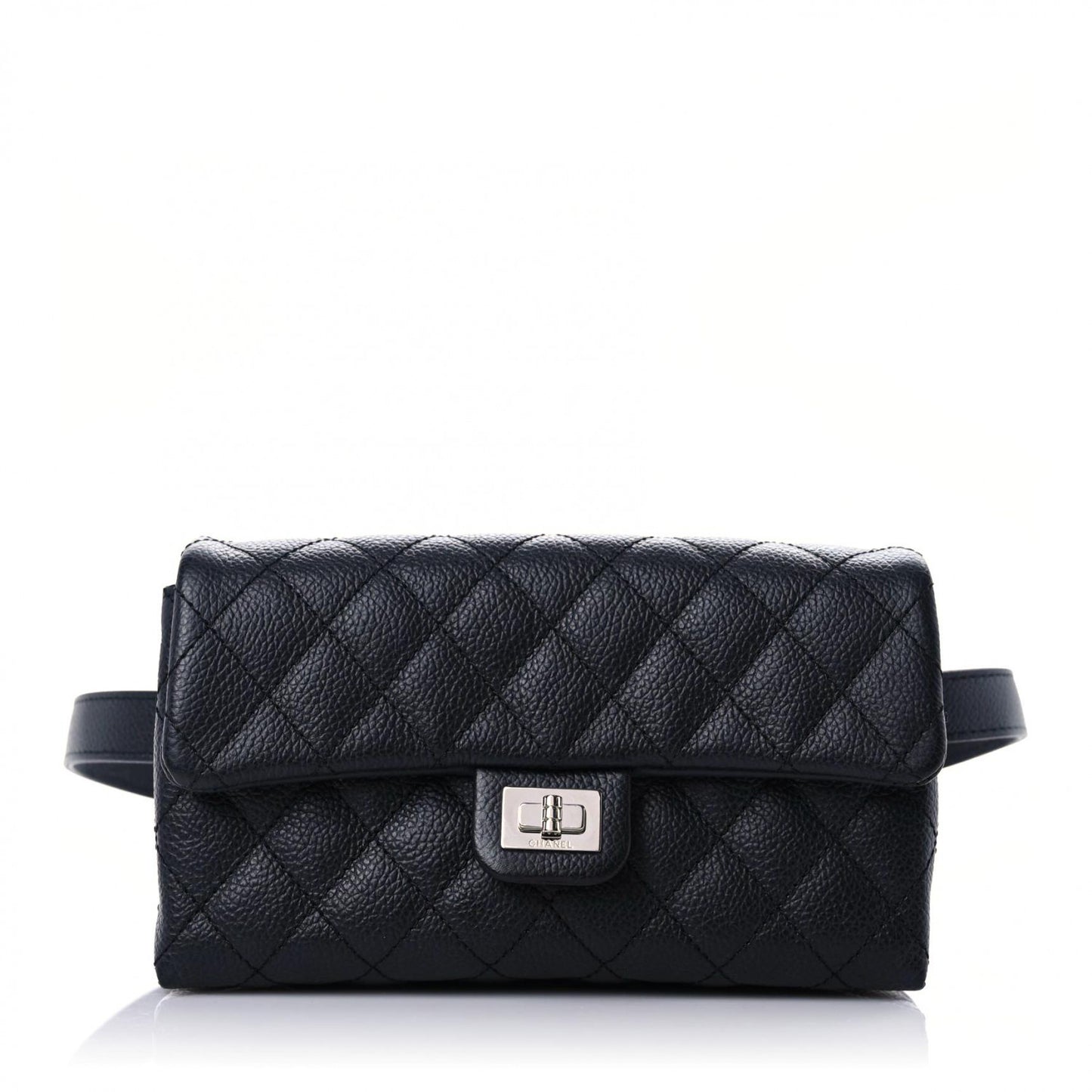 Grained Calfskin Quilted 2.55 Reissue Flap Belt Bag Clutch Black