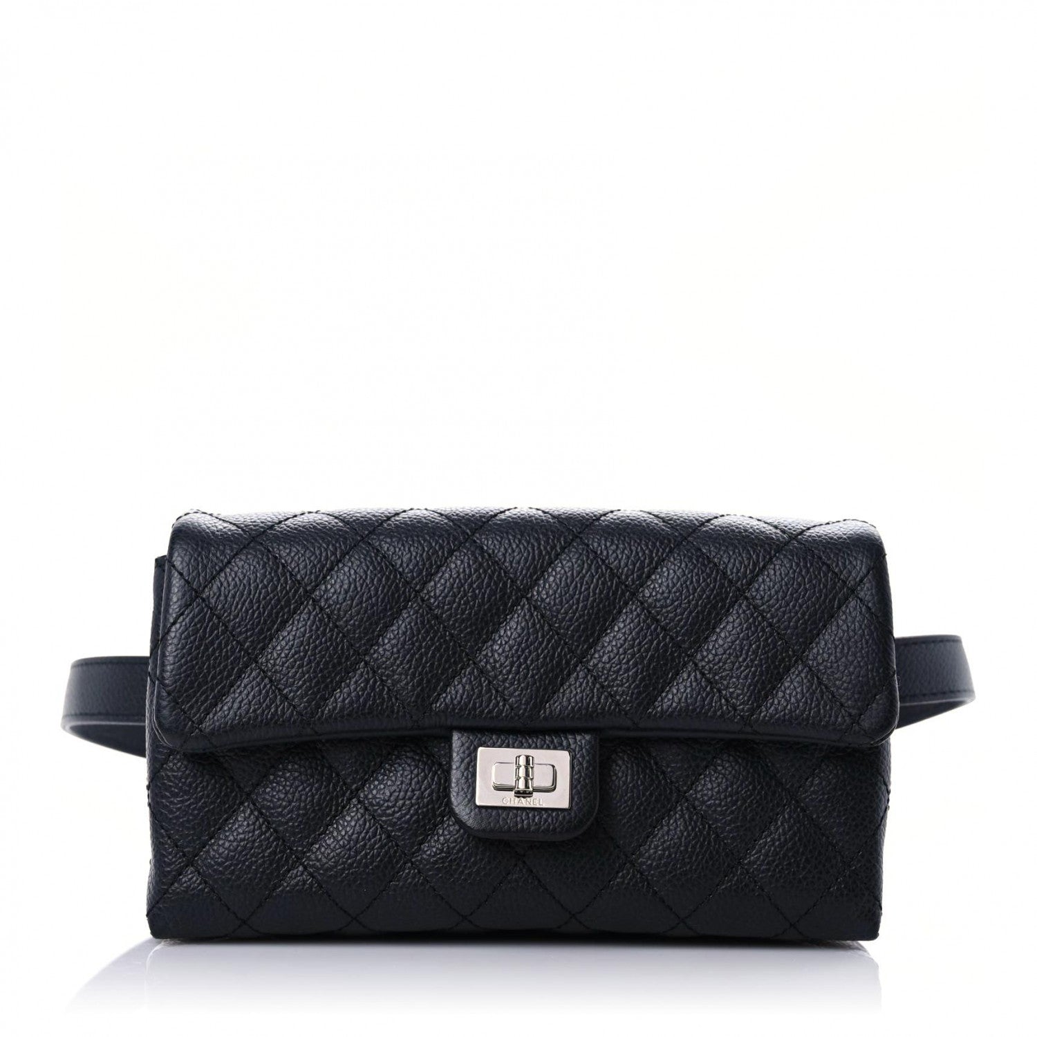 Chanel Grained Calfskin Quilted 2.55 Reissue Flap Belt Bag Clutch Black 1 of 13