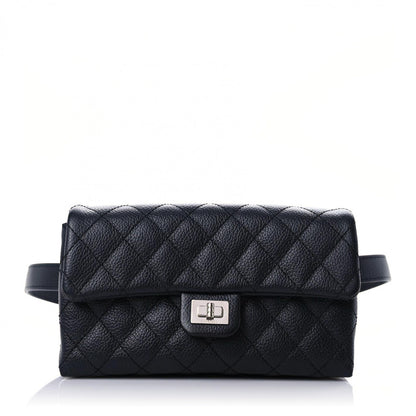 Chanel Grained Calfskin Quilted 2.55 Reissue Flap Belt Bag Clutch Black 1 of 13