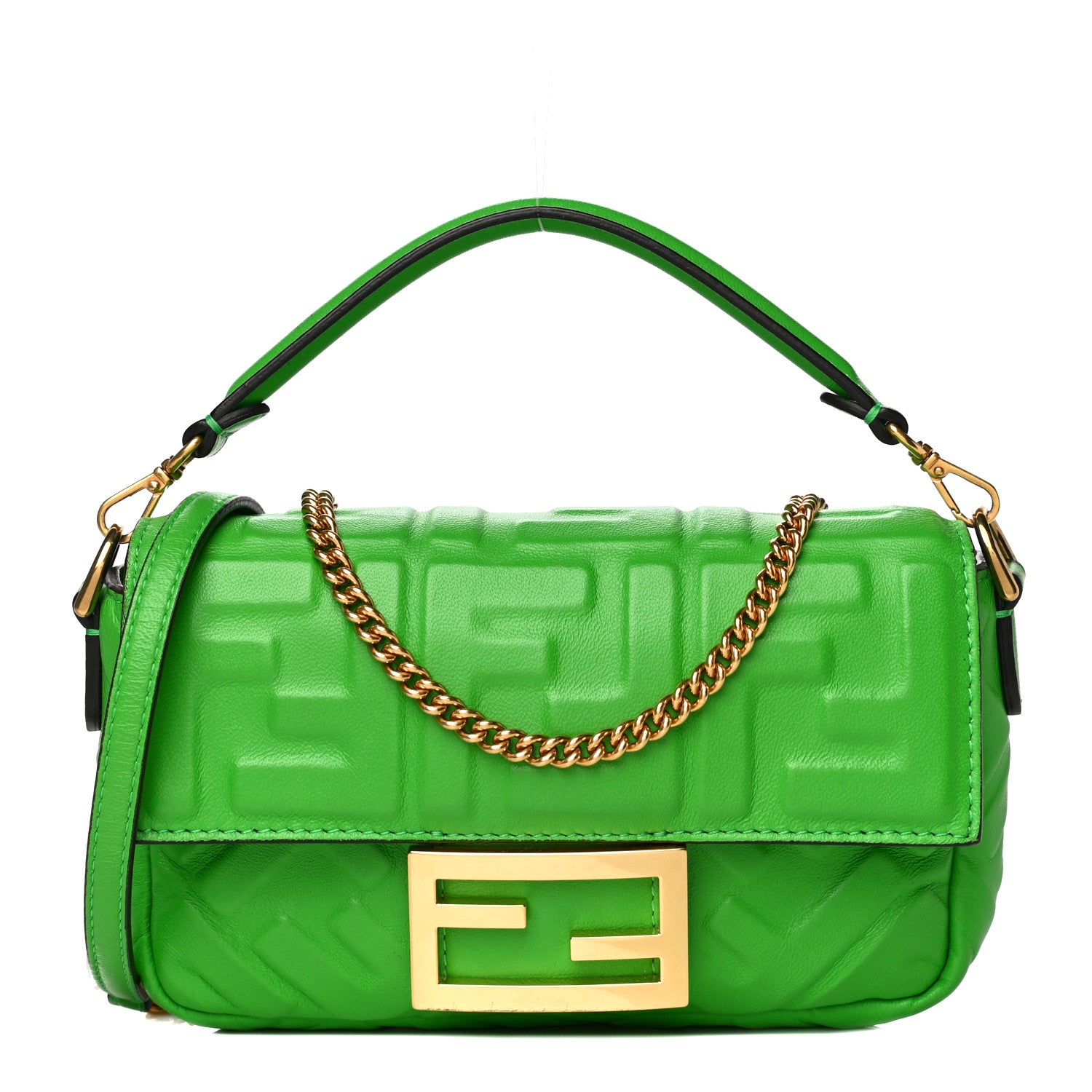 Fendi Nappa FF 1974 Embossed Mini Baguette Tomatillo 2 of 14