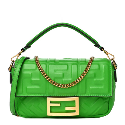 Fendi Nappa FF 1974 Embossed Mini Baguette Tomatillo 2 of 14