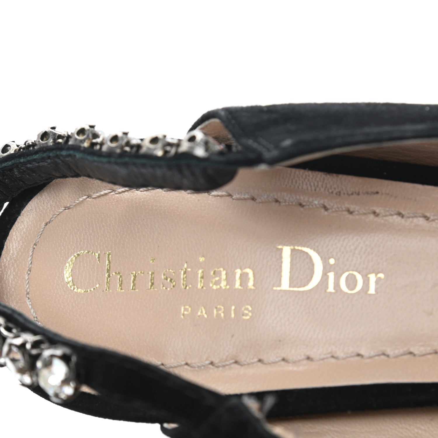Christian Dior Suede Crystal Diorich Slingback Pumps 39 Black 8 of 11