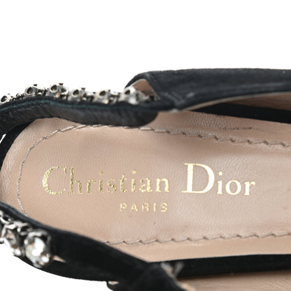 Christian Dior Suede Crystal Diorich Slingback Pumps 39 Black 8 of 11
