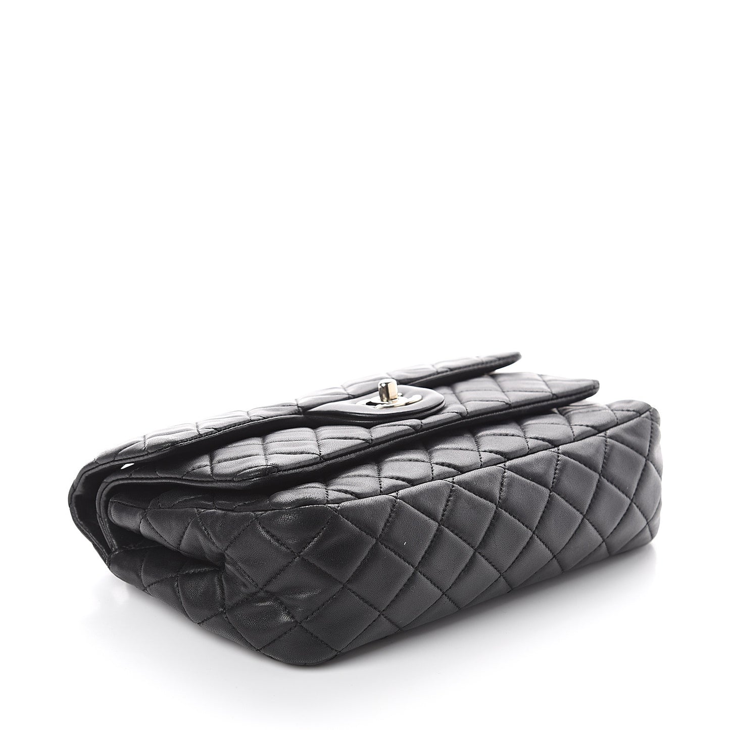 Lambskin Quilted Medium Double Flap Black