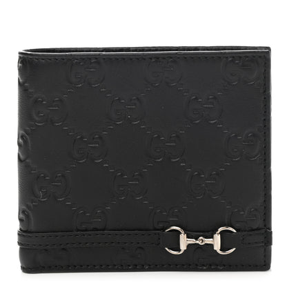 Gucci Guccissima Horsebit Bi-Fold Wallet Black 1 of 8