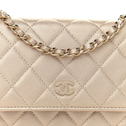 Chanel Metallic Lambskin Quilted Mini Wallet On Chain WOC Gold 8 of 11