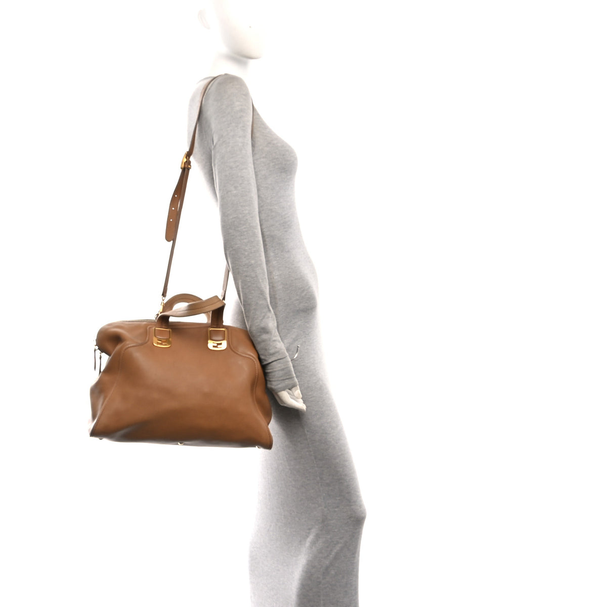 Fendi Vitello Dolce Marmol Large Chameleon Tote Camel 2 of 10