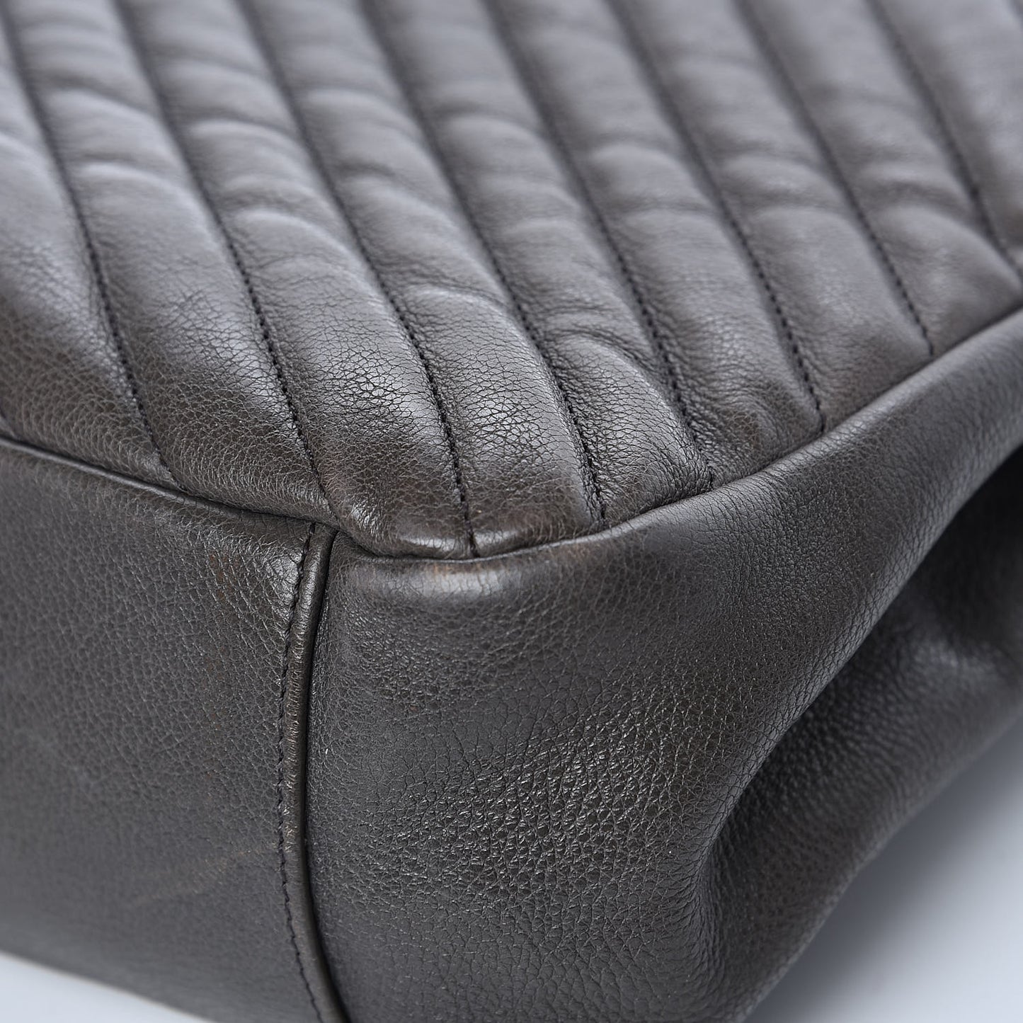 Sheepskin Matelasse Chevron Monogram Large College Satchel Dark Anthracite