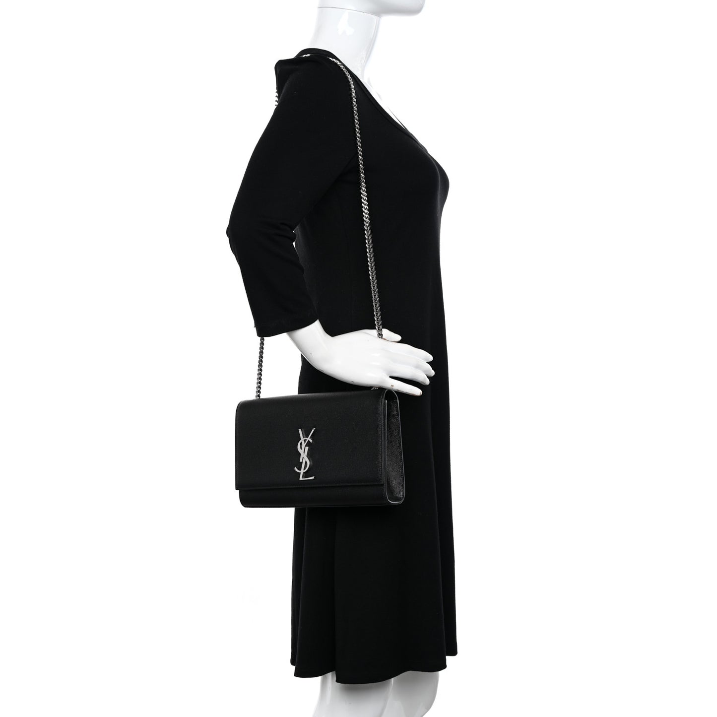 Grain De Poudre Medium Classic Monogram Kate Satchel Black