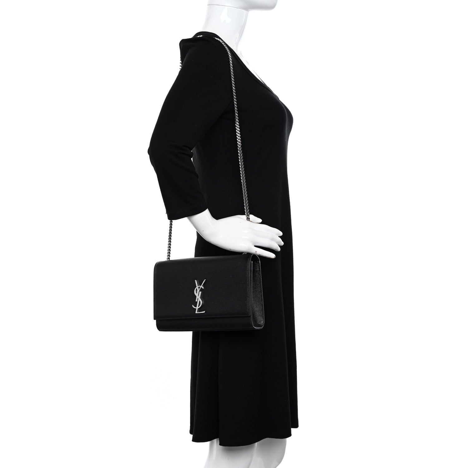 Saint Laurent Grain De Poudre Medium Classic Monogram Kate Satchel Black 2 of 13