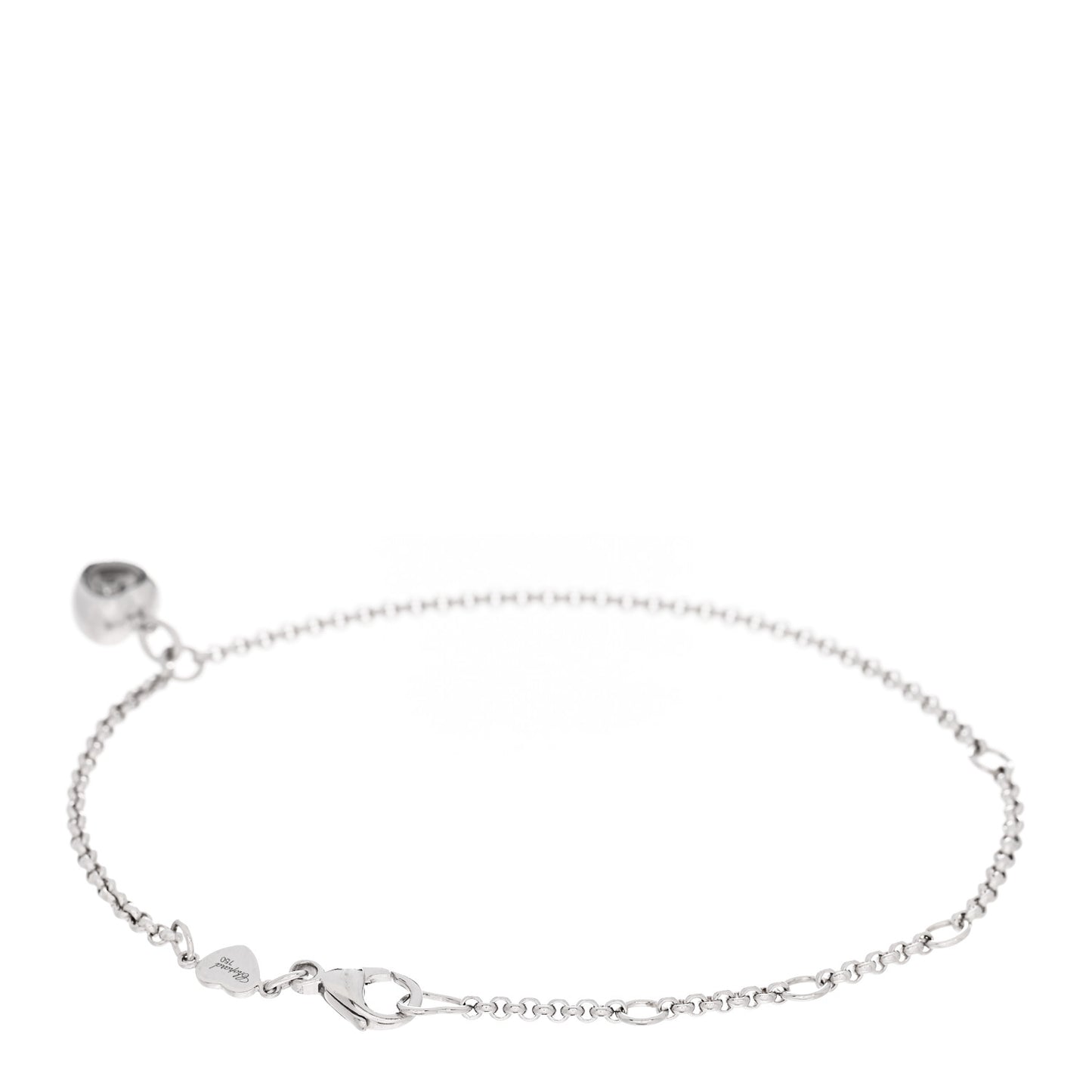 18K White Gold Diamond Happy Hearts Chain Charm Bracelet