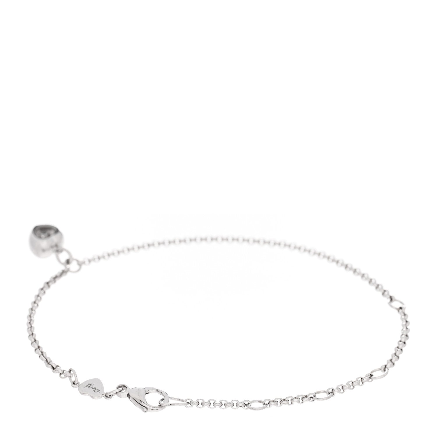 Chopard 18K White Gold Diamond Happy Hearts Chain Charm Bracelet 2 of 5